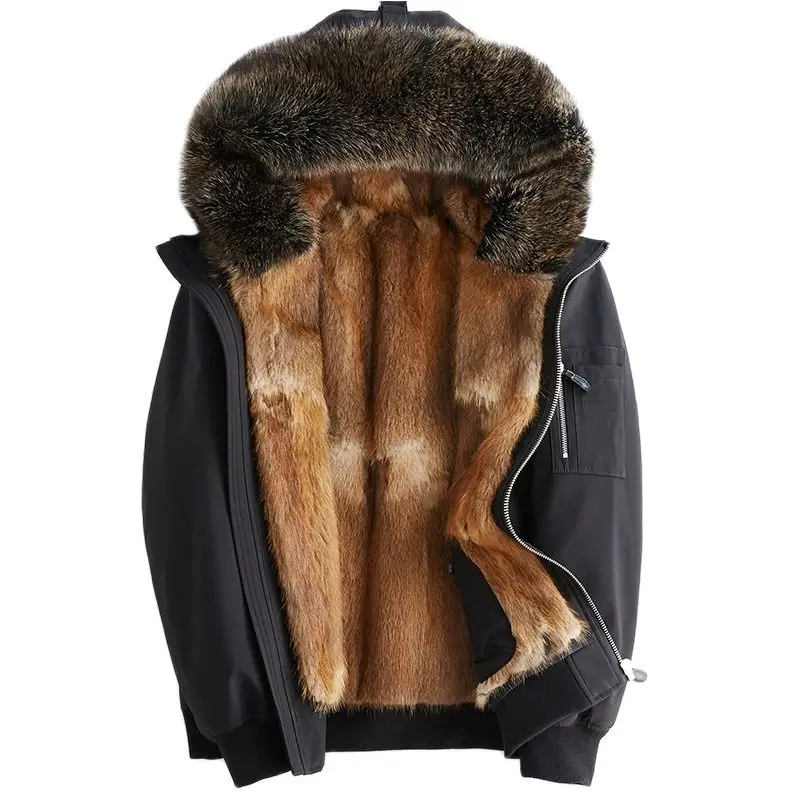 BATMO natural Raccoon fur collar mink fur liner hooded parkas men,men\'s winter warm hooded jackets ,men\'s fur coat XPK106