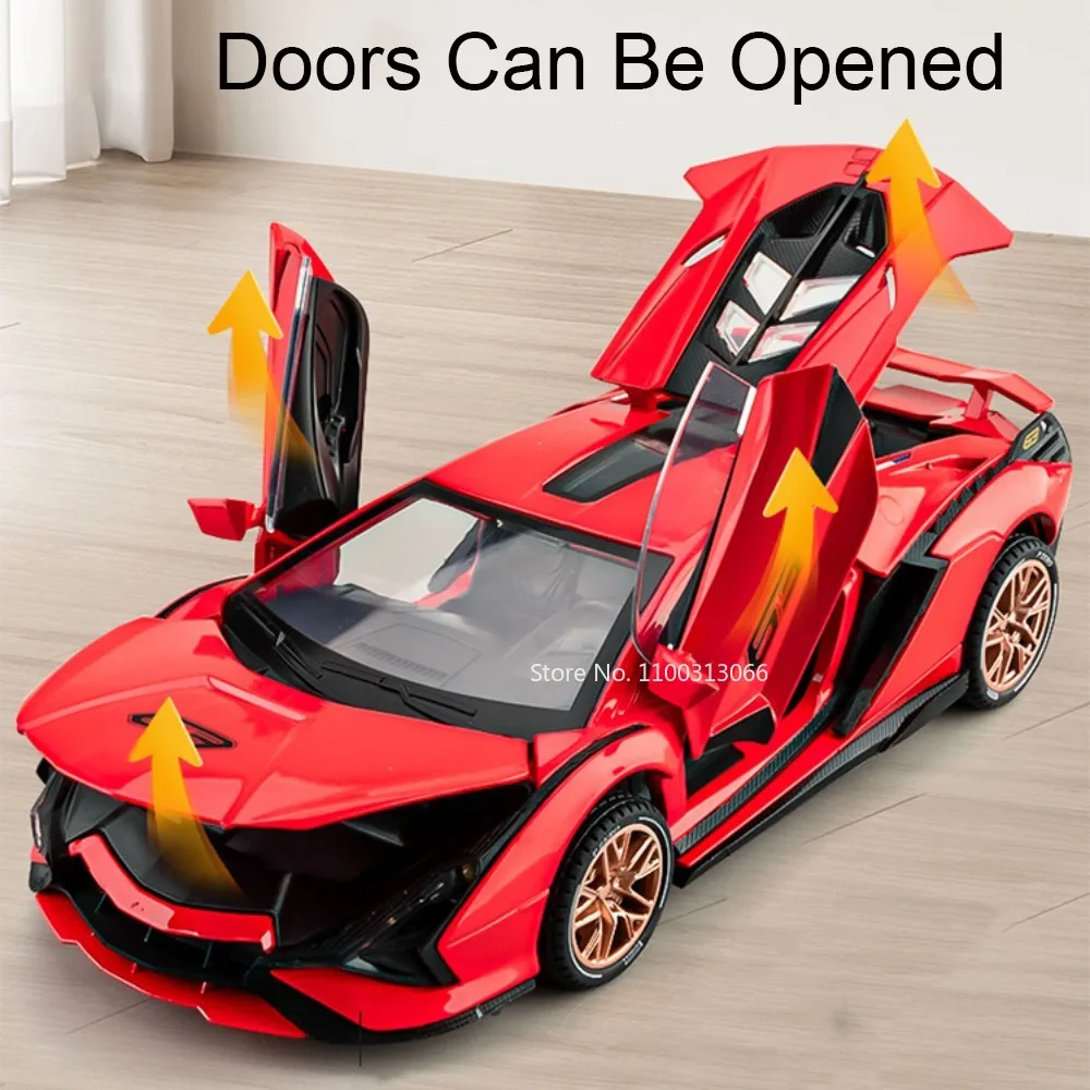 1:24 Scale Lambor Sian Veneno Toys Alloy Models Cars with Pull Back Light Music Miniature Vehicles Kids Children's Day Gifts