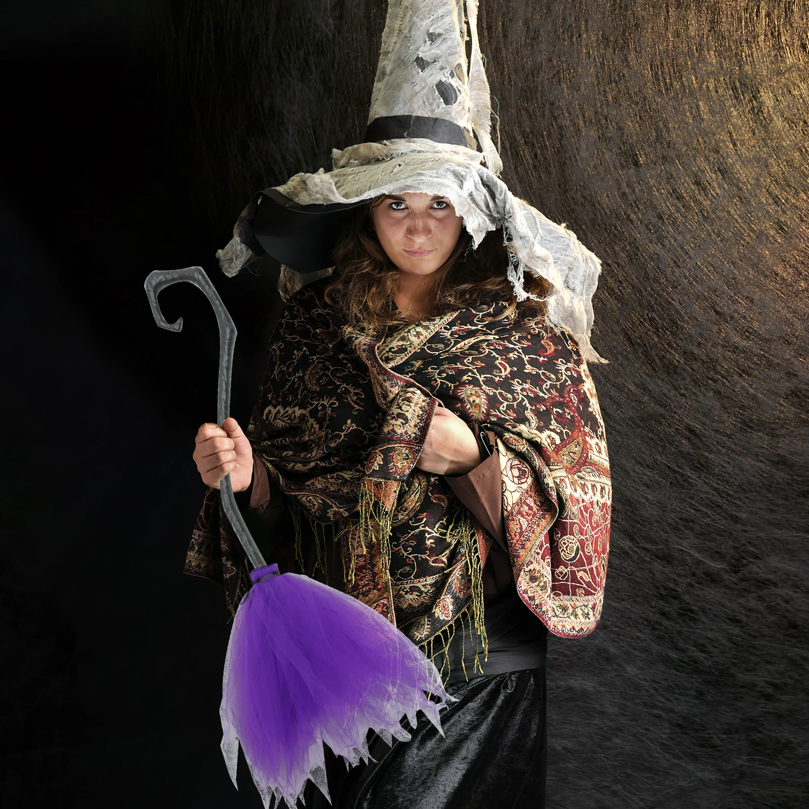 

Witches Cosplay Prop Lightweight Broomstick Halloween Party Decoration Costume Accessory Reusable Broom Home