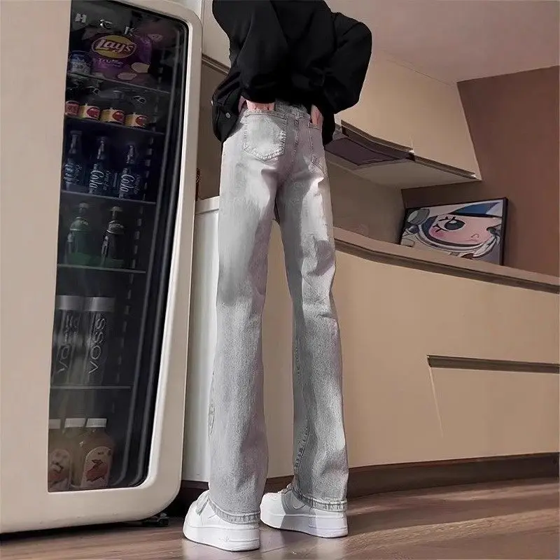 

Мужские джинсы Slim Fit: новая коллекция весна-осень, американский уличный стиль, модный бренд, повседневные, с низкой посадкой, на шнурке