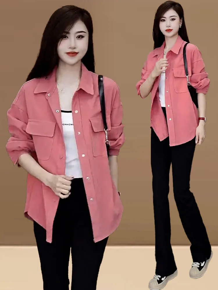 

Женская джинсовая куртка из чистого хлопка, новинка весна-осень, корейский стиль, свободный крой, средней длины, удлиненная, с длинными рукавами