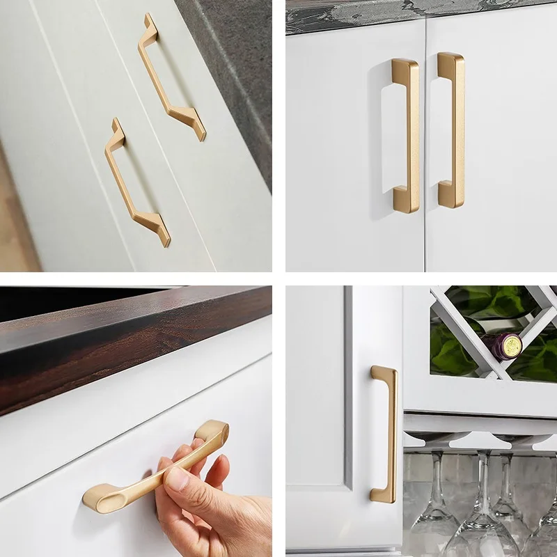 Wardrobe Frosted Gold Drawer Knobs, Modern Minimalist Furniture Handles, Drawers, Cupboards, Shoe Cabinets, Wardrobes Pulls