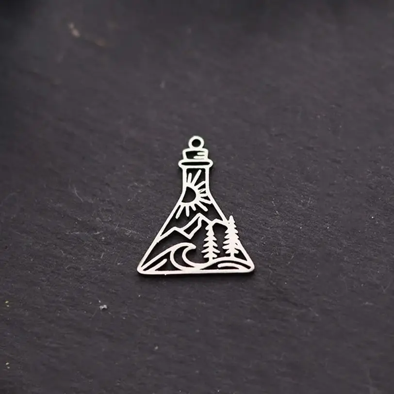 

3pcs Mountain Tree Sunshine Art Line Reagent Bottle Pendant Charms for Jewelry Making Bracelets Earring Stainless Steel Sipplies