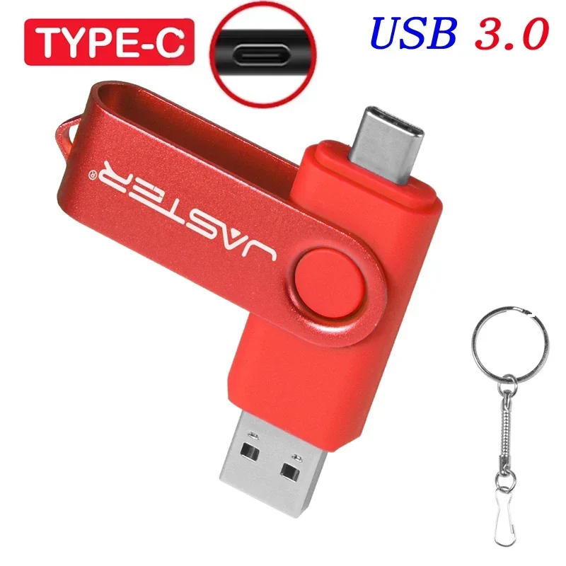 Hoge snelheid USB 3.0 Type C USB-flashdrive 128 GB Gratis sleutelhanger Pendrive 64 GB Oranje 2 in 1 USB-stick 32 GB 16 GB Business Mini