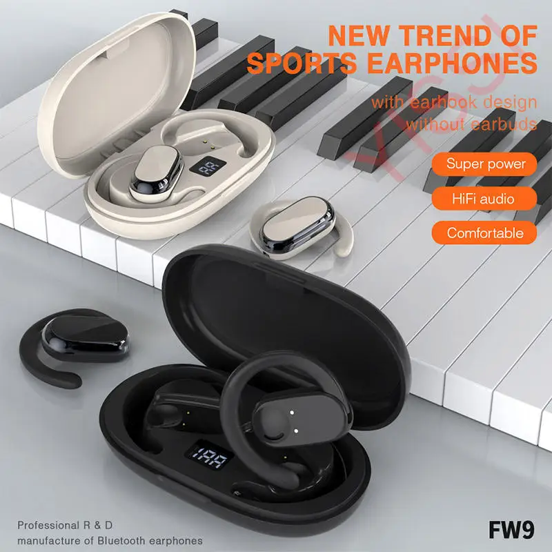 AI-Rotatable Wireless Bluetooth Earhook, Tradução em Tempo Real, Headset Inteligente, Impermeável, Esportes