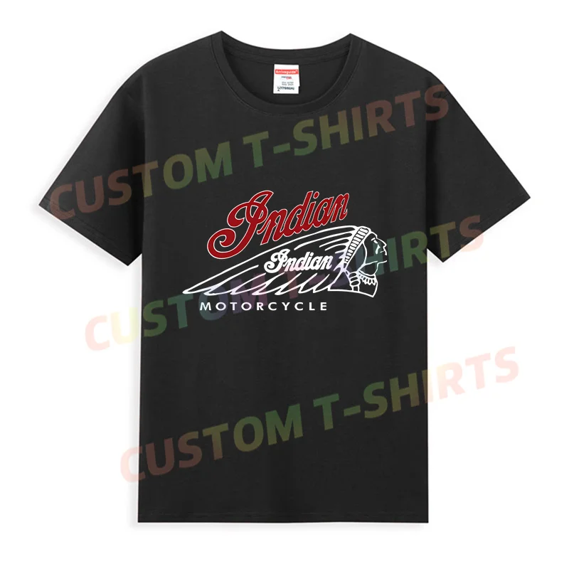 

2024 Hot Sale Summer 100% Cotton Black Indians Motorcycle Retro T Shirt Men Short Sleeves Cool Tee Hip Hop Streetwear T-shirt