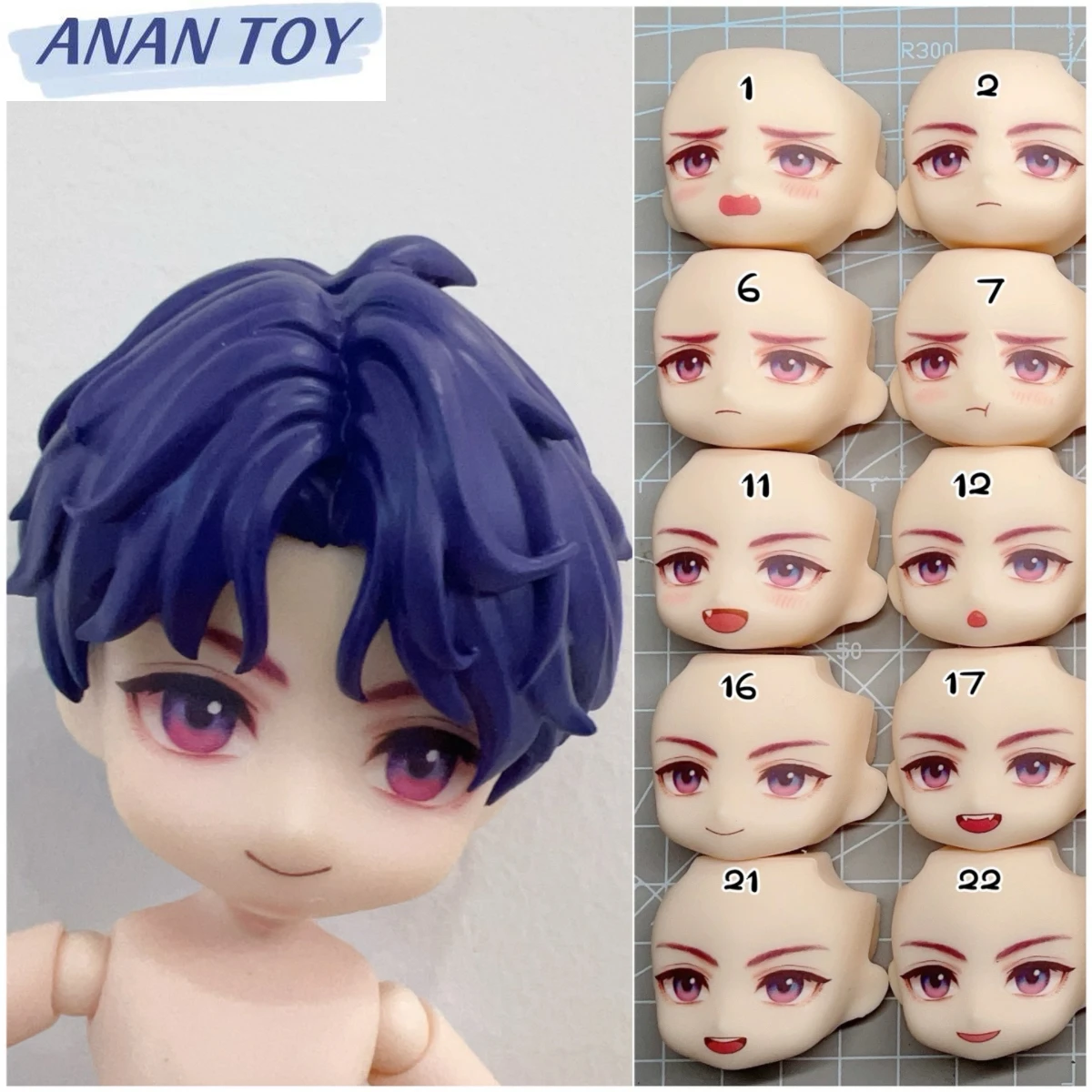 Love and Deepspace Qi Yu Ob11 Face MO GSC Handmade Water Sticker Faceplates Anime Game Cosplay Toy Obitsu 11 Doll Accessories