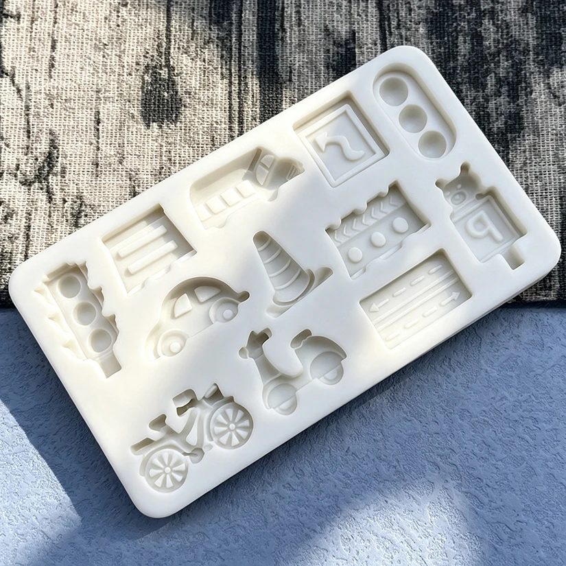 Traffic Light Lane Car Silicone Sugarcraft Mold Resin Tools Cupcake Baking Mould Fondant Cake Decorating Tools