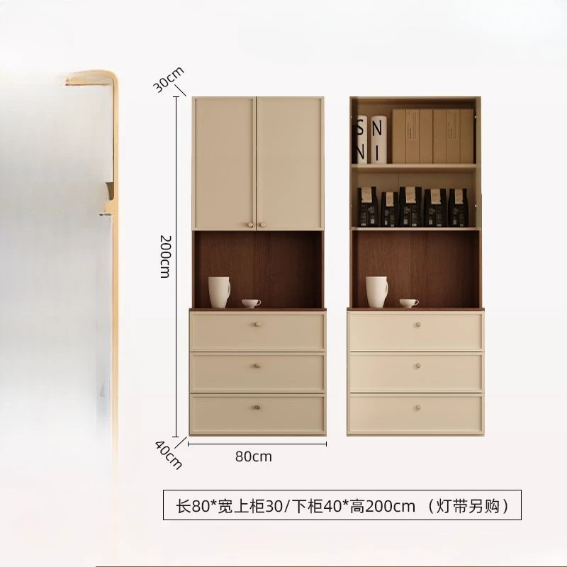 خزانة جانبية لتناول الطعام على الطراز العصور الوسطى، خزانة متكاملة على الحائط، خزانة منزلية فرنسية ذات سعة كبيرة #3