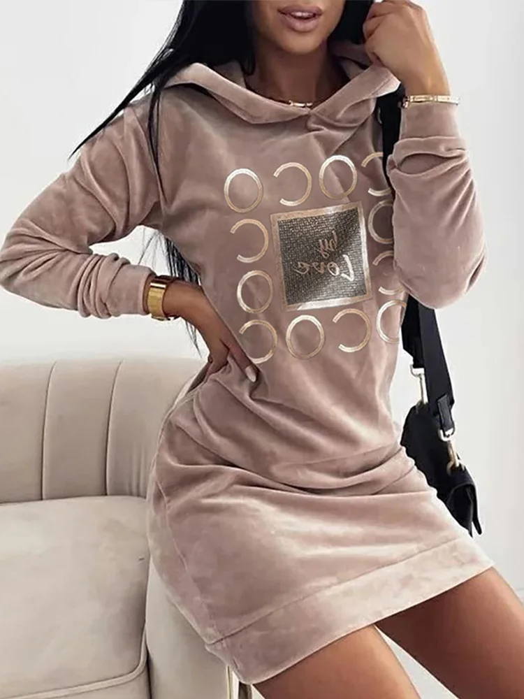 Suéter largo con estampado de amor para mujer, sudaderas holgadas de cuello alto con capucha, jersey de manga larga, Top de estilo callejero Y2K,