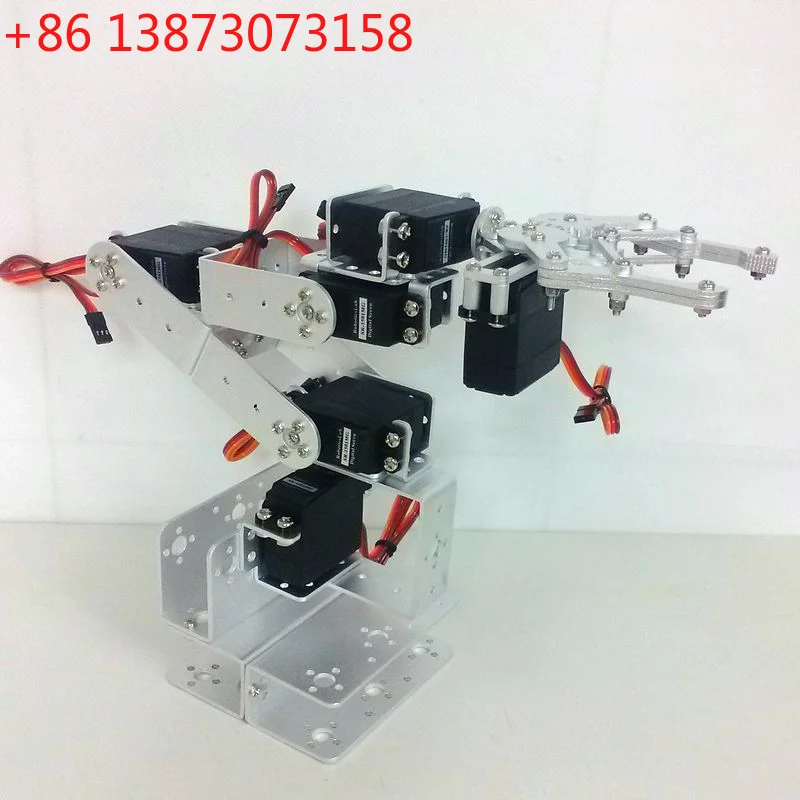 Sliver 6 DOF Robot Arm Metal Alloy Mechanical Arm Claw MG996 for Arduino/ESP32 Robot DIY Kit Programmable Robot Open Source Code
