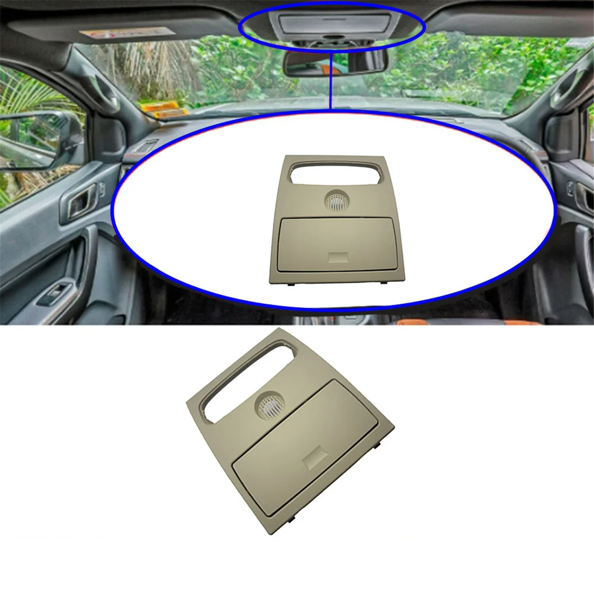 Car Console Roof Reading Light Glasses Box Trim Cover CN15-A519A58-AA for Ford Ranger Everest Mazda BT50 2012-2019,A