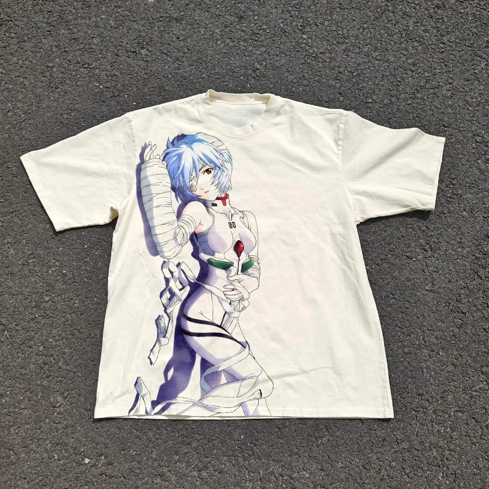 Neon Genesis Evangelion Rei Ayanami Plugsuit T-Shirt Beige Schwergewichtskleidung Grafik-Kurzarmshirt für Männer und Frauen