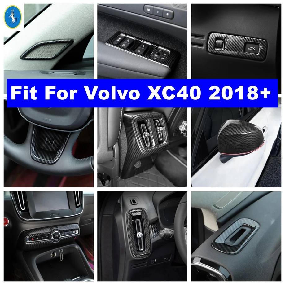 

Glass Switch / Headlight Switch / Air Outlet / Rearview Mirror Cover Trim For Volvo XC40 2018 - 2024 Accessories Carbon Fiber