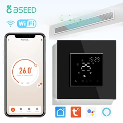 BSEED WIFI Air Conditioner Thermostat Smart Temperature Controller 3-Speed LED Touch Screen Tuya Alexa Google Home Voice Control