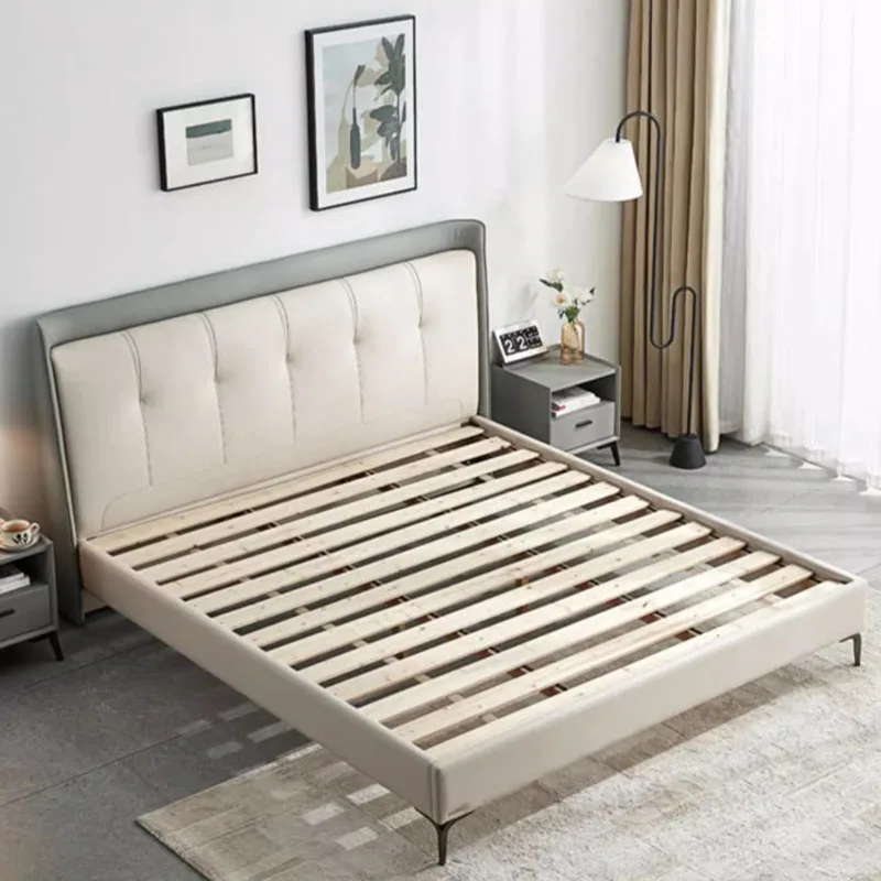 Master Aesthetic Double Bed Minimalist Nordic Girl Wood Double Bed Floor Modern Camas Moderrnas Inteligentes Bedroom Furniture