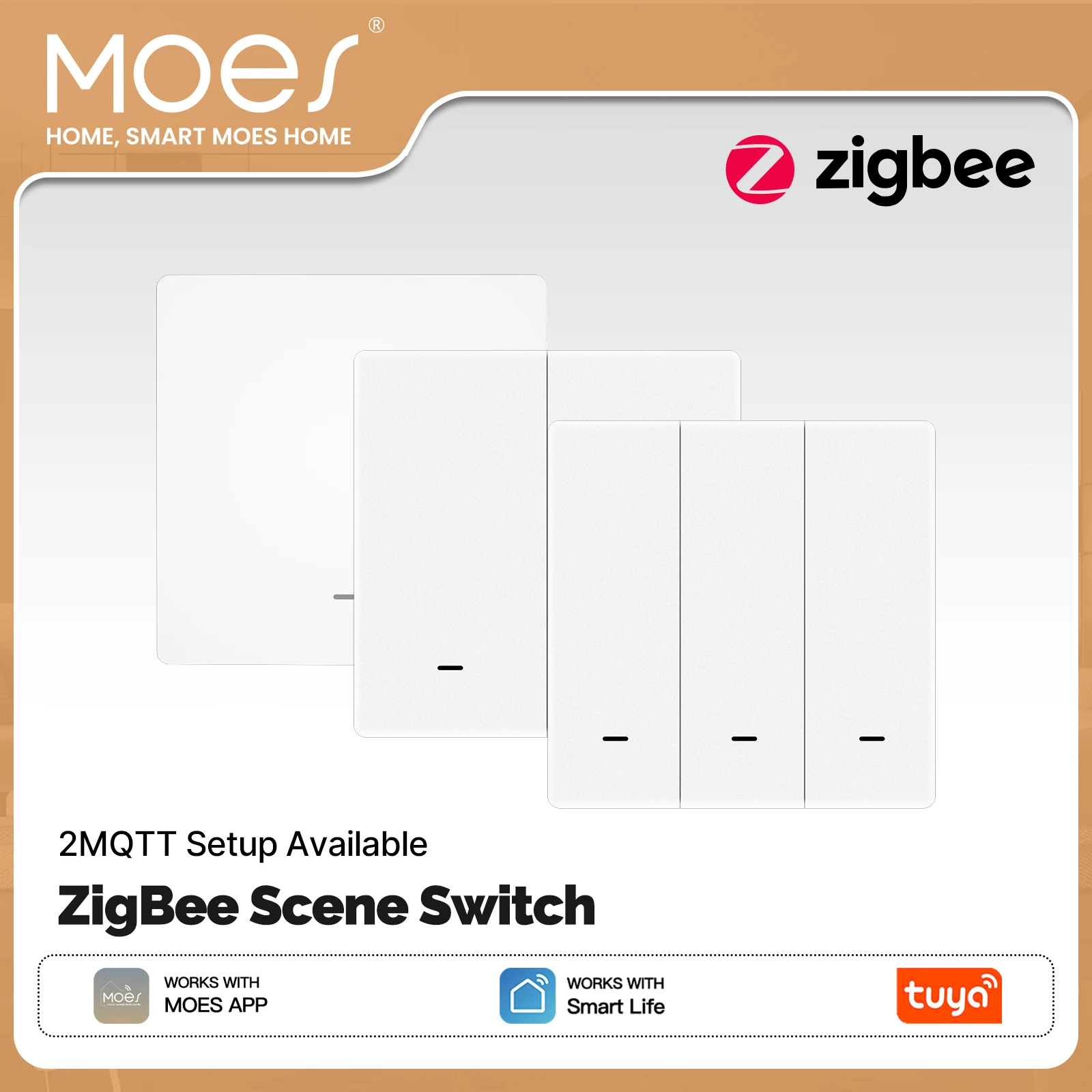 Interrupteur sans fil MOES Tuya ZigBee à 9 scènes, bouton poussoir, alimenté par piles, transmetteur, application Smart Life, automatisation, 1/2/3 voies