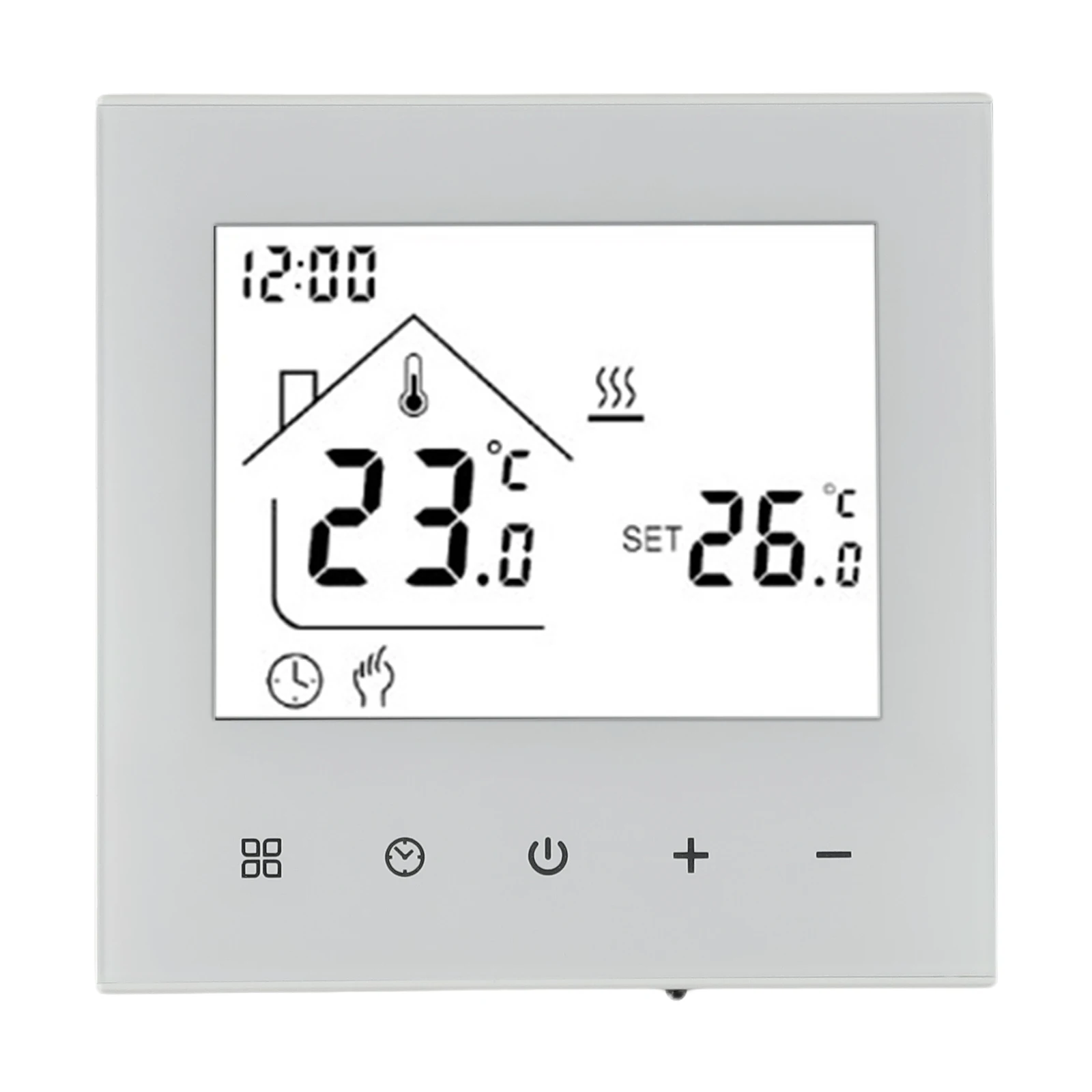86*86mm Electric Thermostat Ambient And Floor Temperature Sensor User-friendly Interface Weekly Programmability