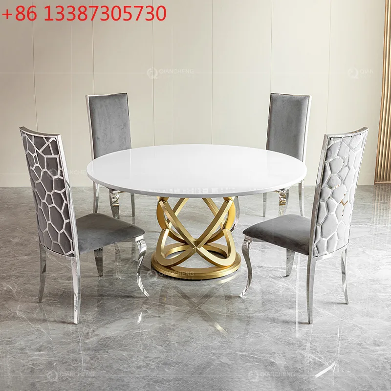 

Легкий роскошный круглый обеденный стол из мрамора для дома, высококачественный круглый стол в современном и простом стиле.