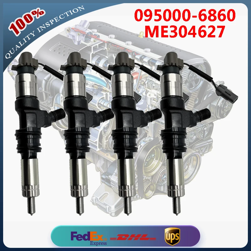 

4PCS Fuel Injector 095000-6860 095000-6861 9709500-686 ME304627 ME307086 for Mitsubishi Fuso Truck FH FK FM 6M60 6M60T Engine