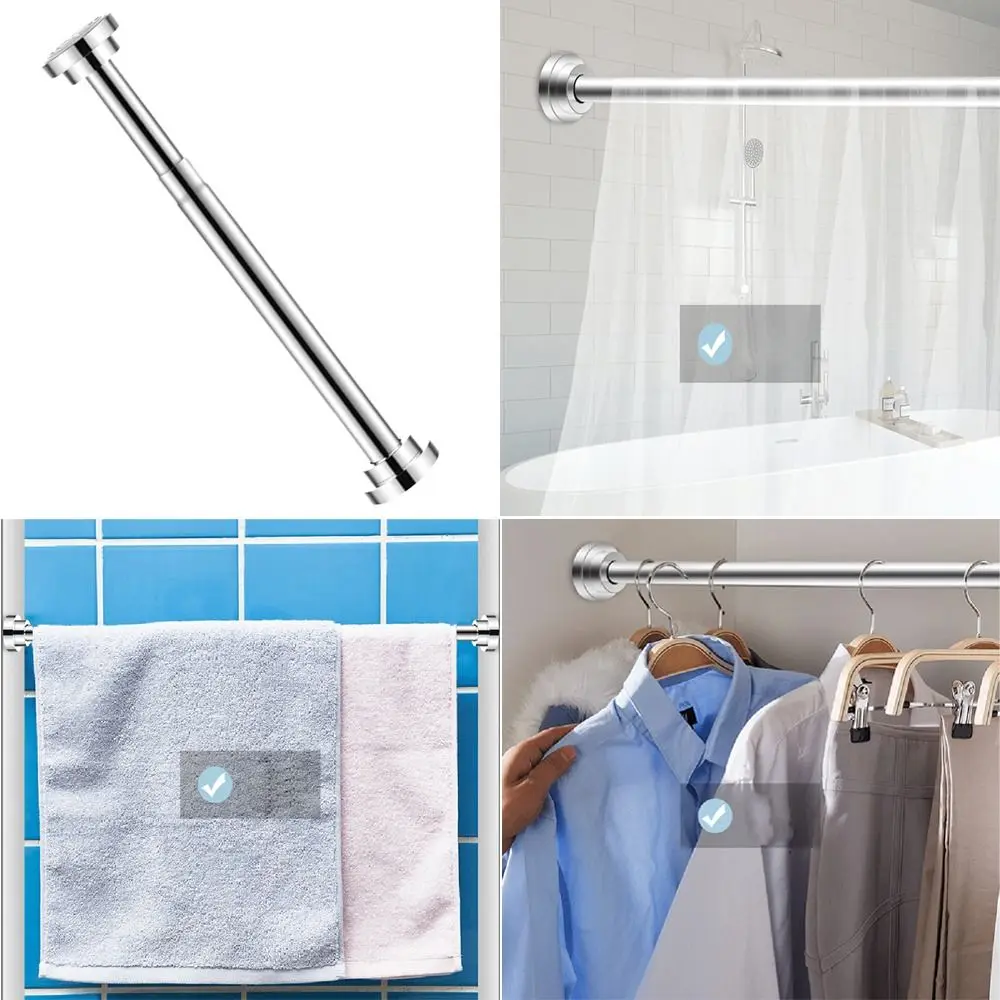 Stainless Steel Tension Curtain Rail Pole Multi-Purpose No Drilling Telescopic Pole Adjustable Expandable Curtain Pole