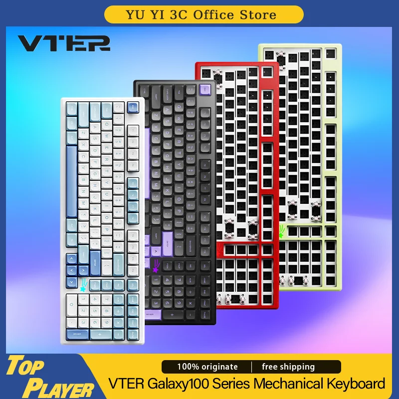 

VTER Galaxy100 Mechanical Keyboard 2.4G BT Three Modes Wireless Customized Hot Swappable 101 Keys RGB 8000mAh Gasket Ergonomics