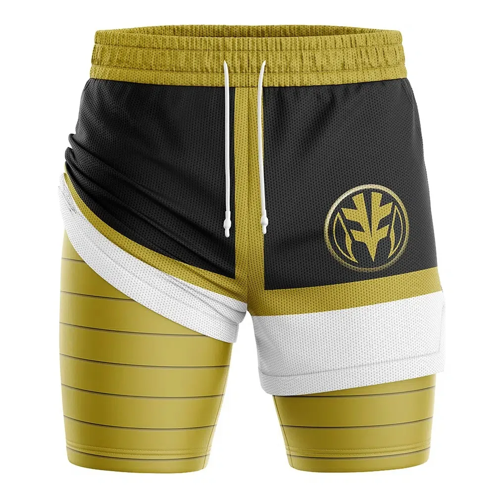 Bandai Periphery Power Rangers Dubbellaagse 2-in-1 performance-gymshort voor heren, zomer, sneldrogend, zacht, lichtgewicht strandshort