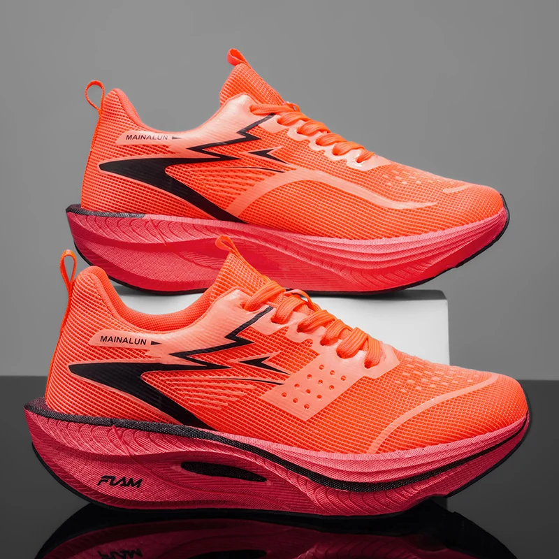 

Carbon board technology professional running shoes, lightweight cushioned sports shoes, breathable white and purple gradient, me