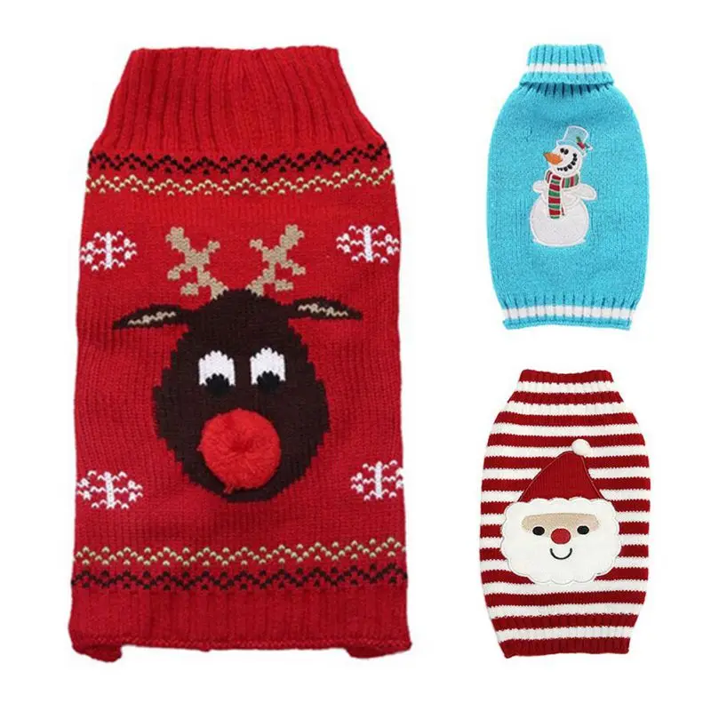 Warm Pet Sweater for Small Medium Dogs Winter Dog Sweater Christmas Pet Clothing Knitted Costume Coat Cartoon Striped Clothes