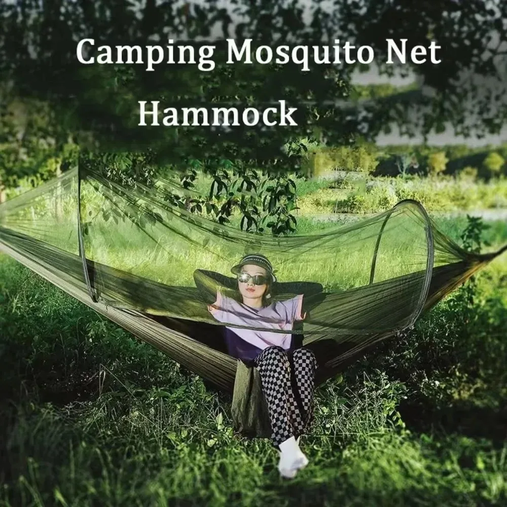 Outdoor Camping Hammocks Sleeping Camping Hammock Automatic Quick Opening Net Hammock With Mosquito Mesh Single Double 250x120cm