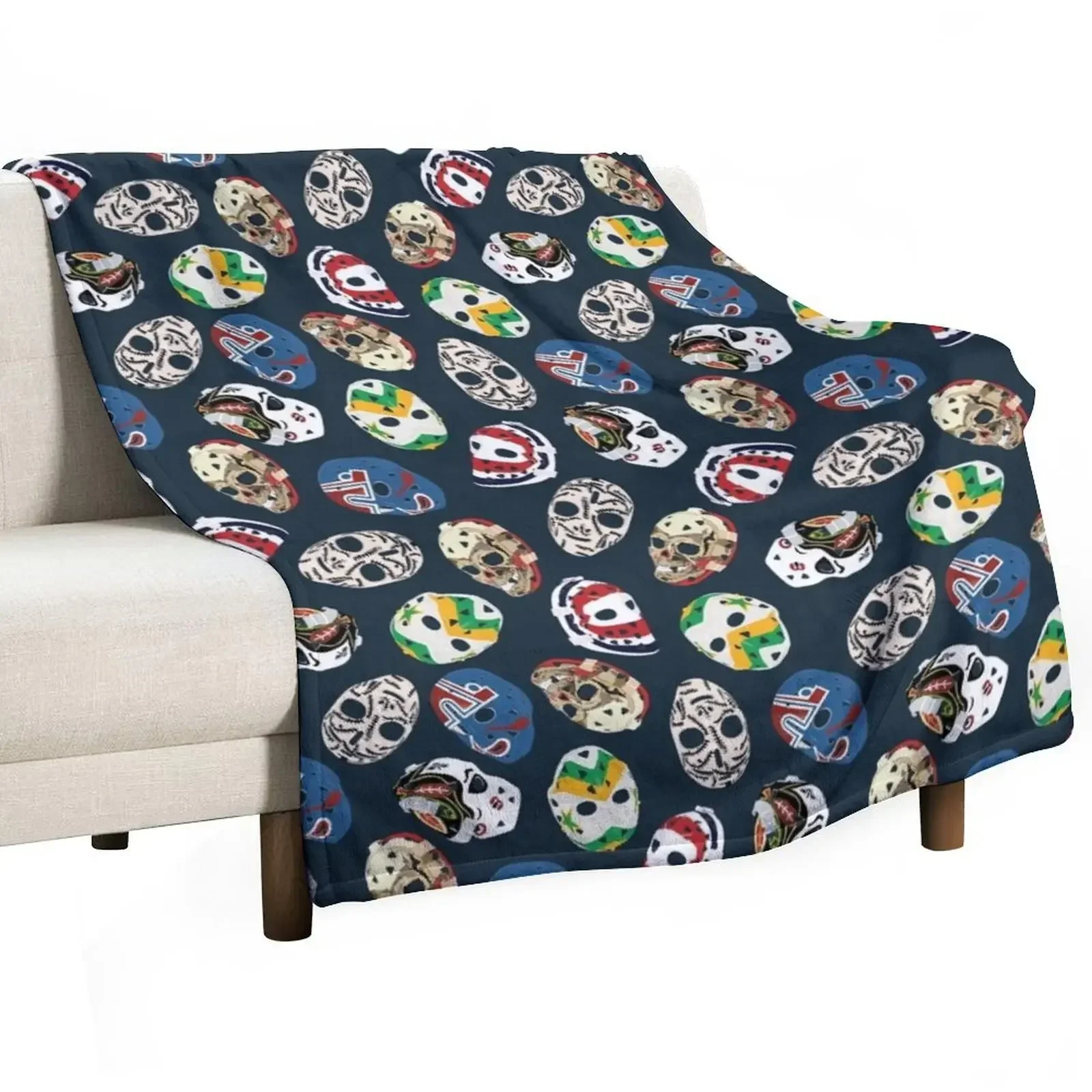 Classic Goalie Mask Pattern Throw Blanket Flannel Fabric Bed linens christmas gifts Blankets For Sofas Blankets