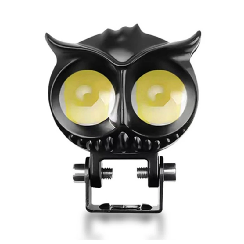 Motorbike LED Owl Spotlight Replacement Long And Near Light Front Illumination Fog Light Two-Colour Flashing Light Universal