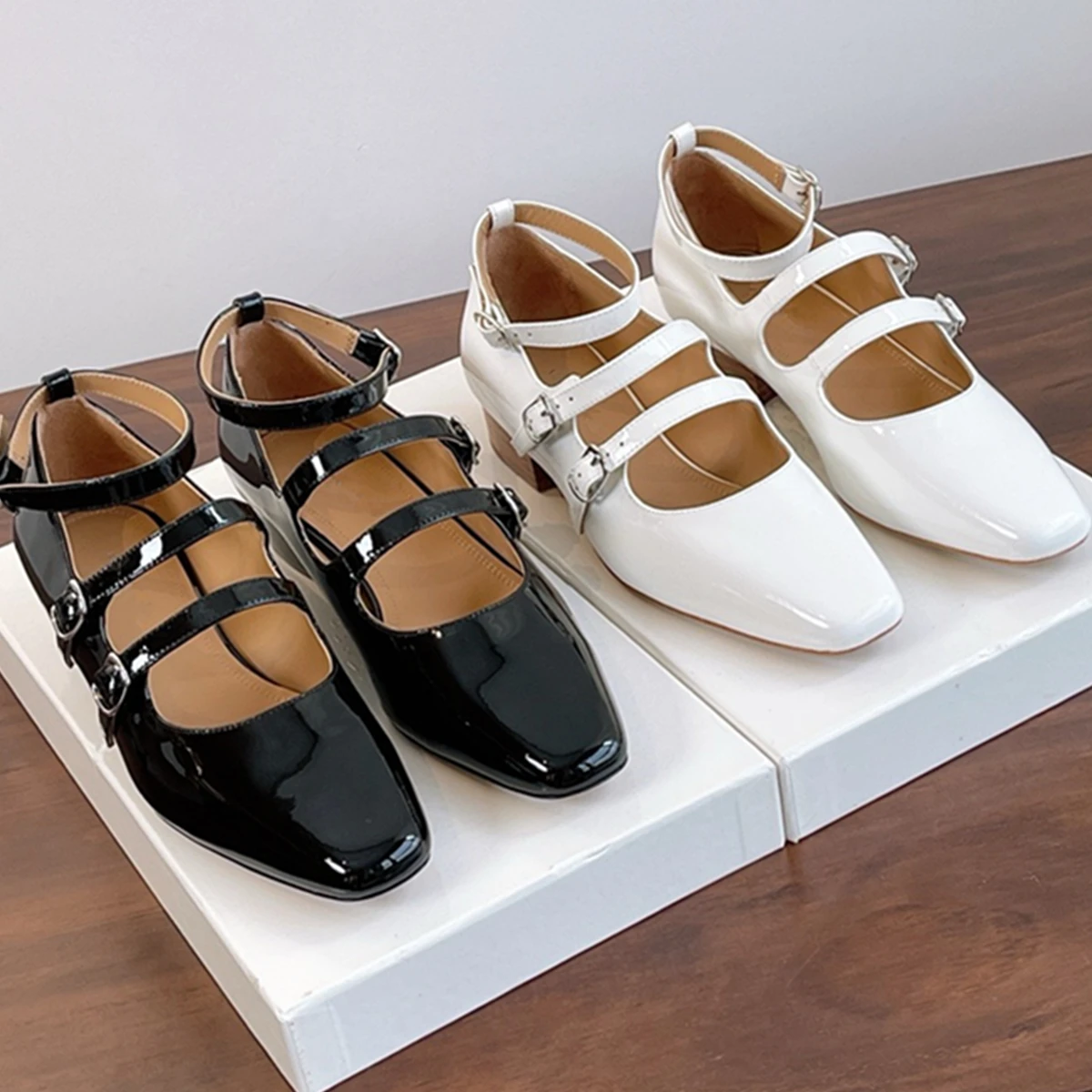 

Withered Minimalist Women's Shoes Vintage Mary Jane Sandals 4cm Square Heels French Genuine Leather Sandals 2025 Spring Summer
