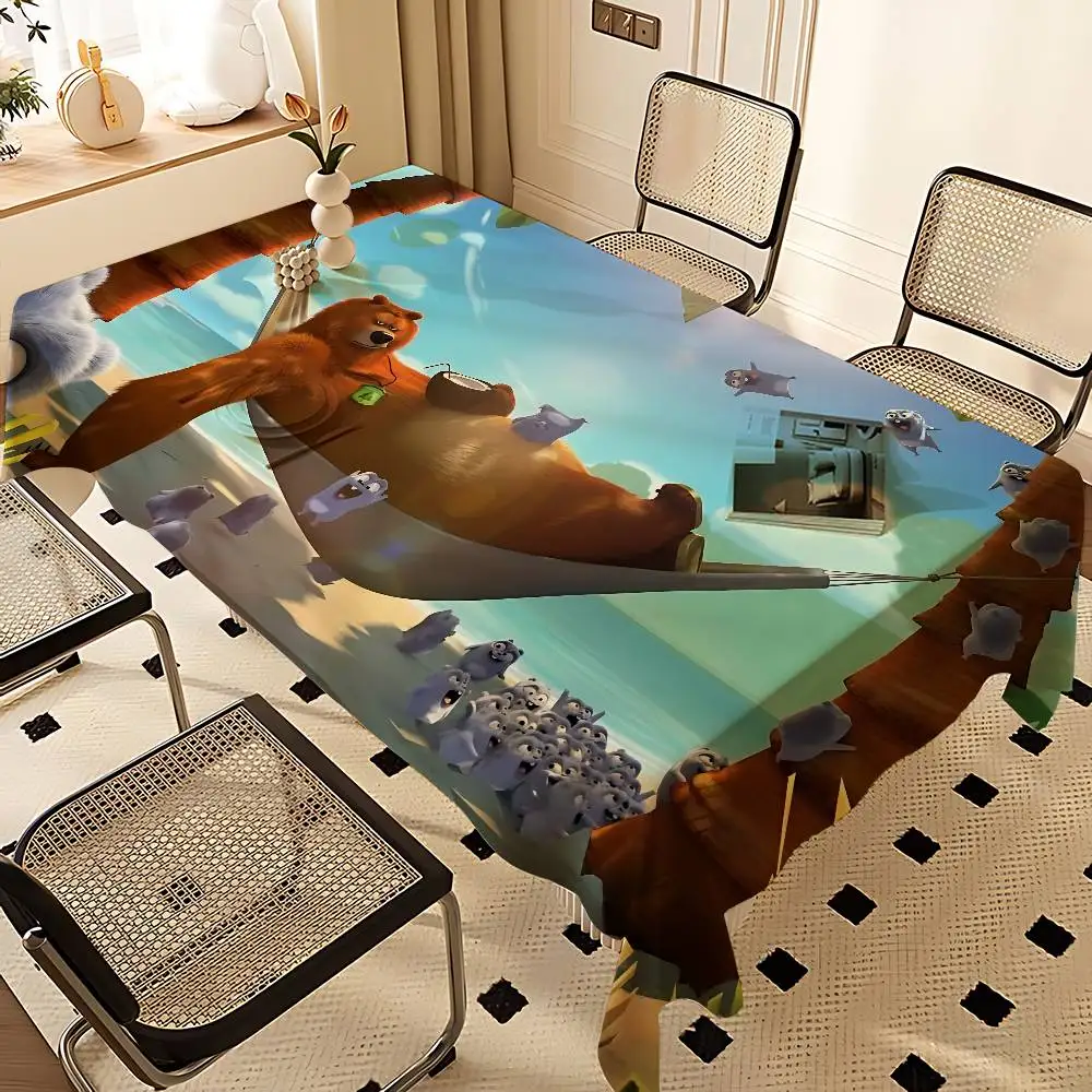 Grizzy And The Lemmings Table Cloth Party Tablecloth Colorful Birthday Blue Sky Rose Gold Tablecloth Beach Pool Birthday view 4