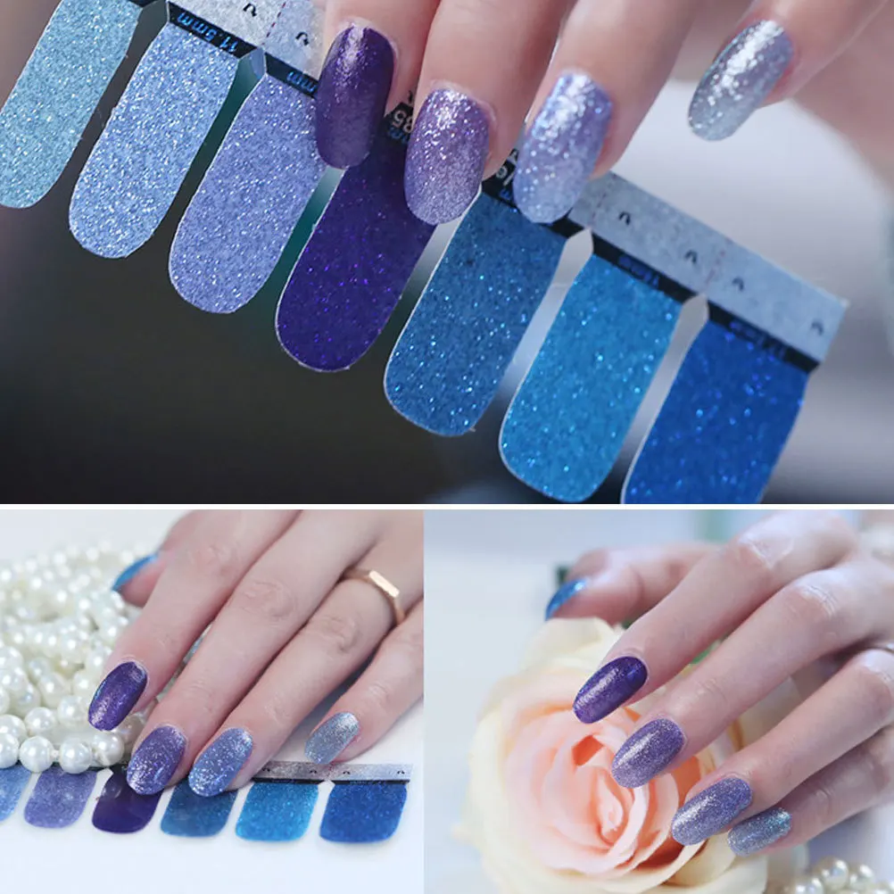 6 Stück Nagelkunst-Aufkleber mit Farbverlauf, einfach anzubringende Nageldekoration für Party, Geburtstag, Urlaub, Frauen und Mädchen