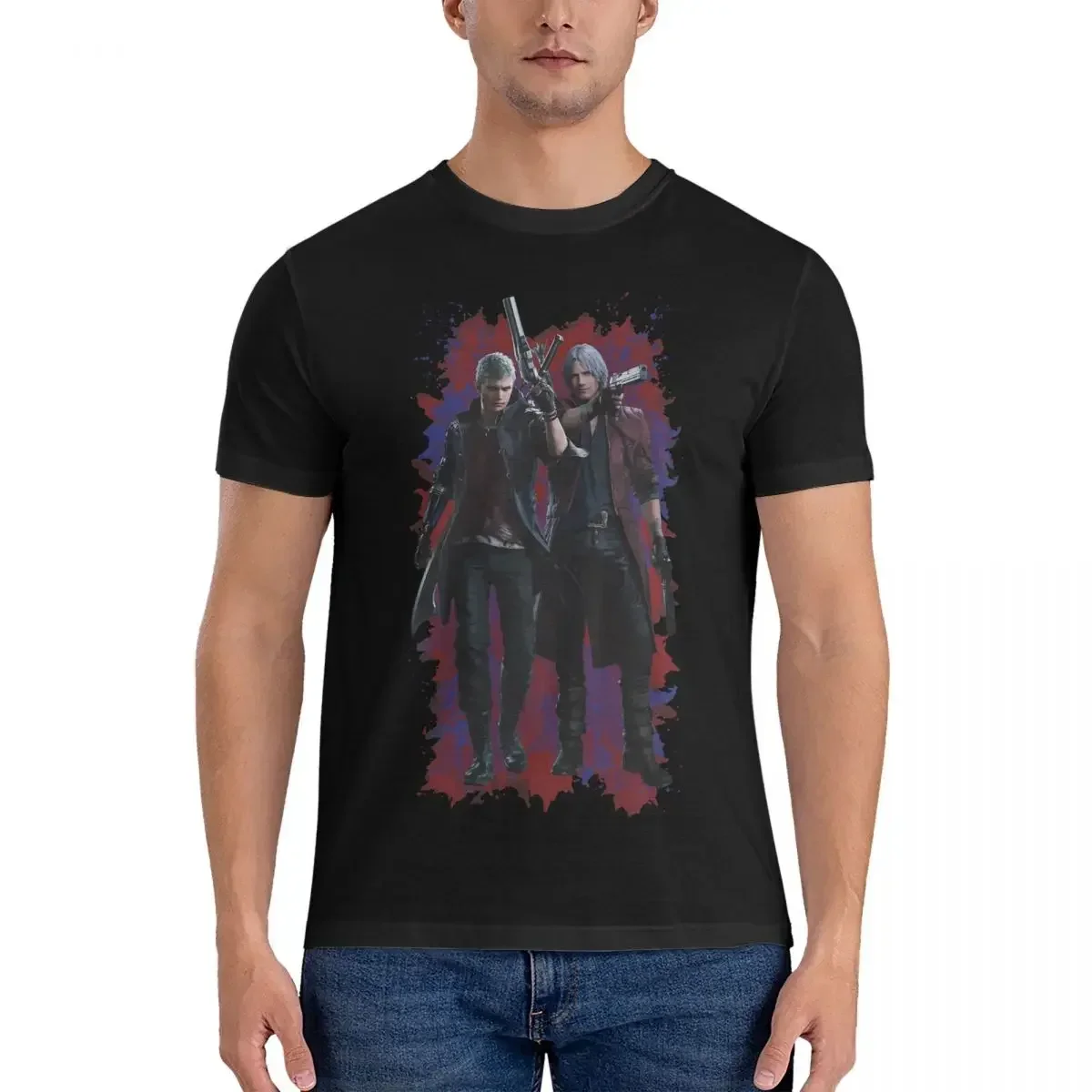 Men Dante And Nero T Shirts Devil DMC May Cry 100% Cotton Clothing Funny Short Sleeve O Neck Tee Shirt Unique T-Shirts