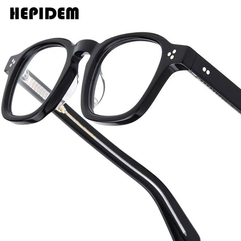 HEPIDEM Thick Acetate Eyeglasses Frame Men Retro Glasses Women Famous Brand Designer Square Japanese Handmade Spectacles 9411