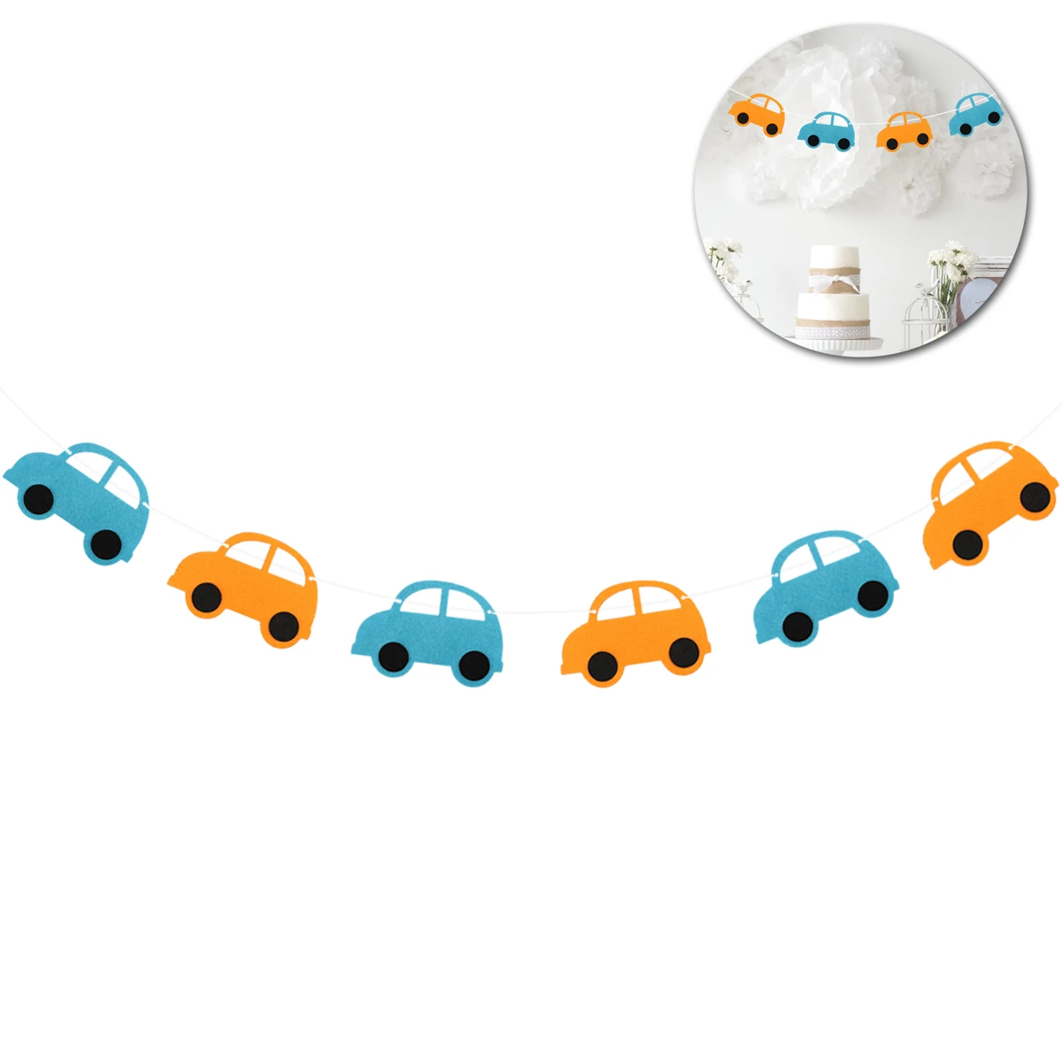 

6pcs Cute Cartoon Car Flags Non-Woven Garland Banner Room Decoration Supplies Birthday Holiday