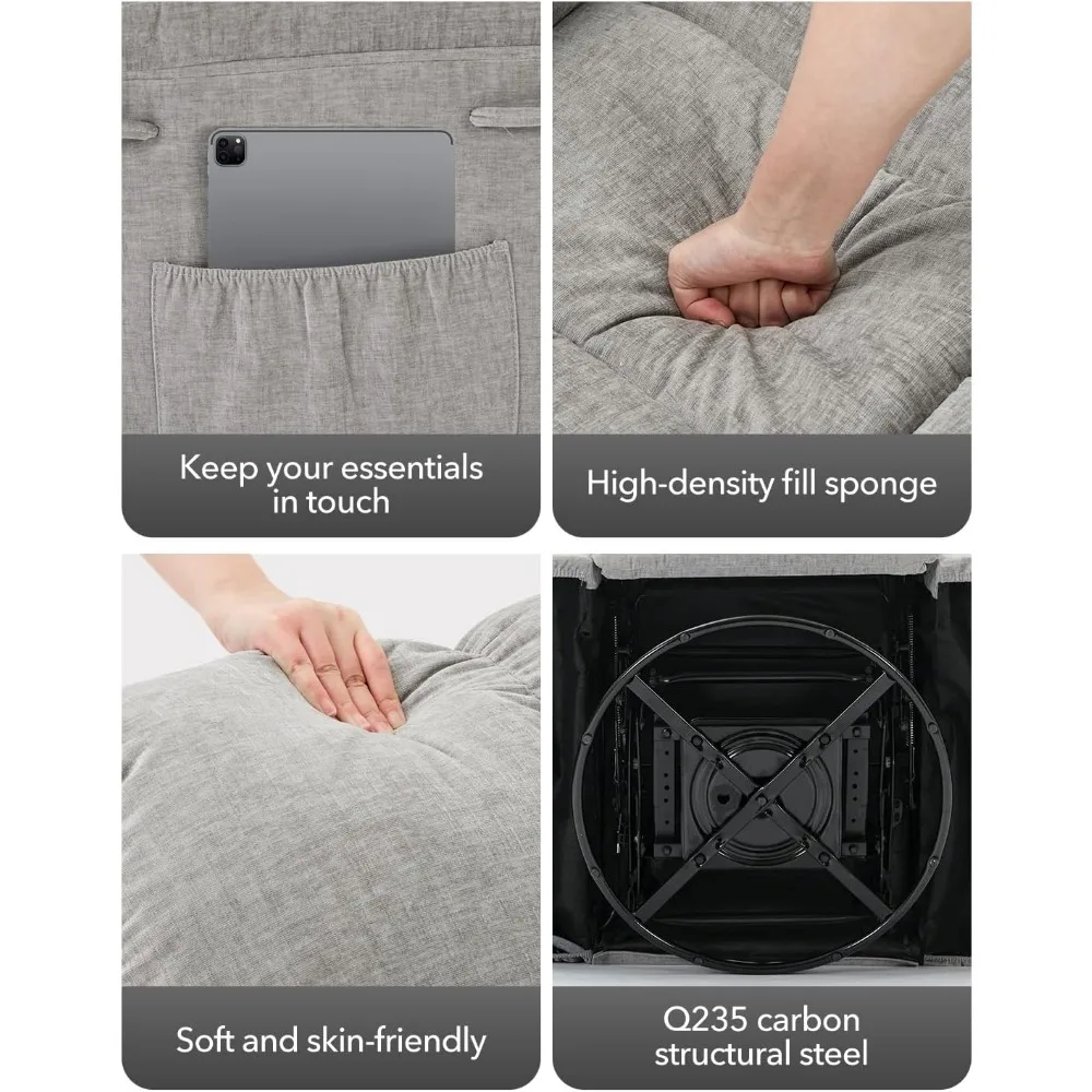 كرسي كرسي هزاز من GarveeHome، 360 °   كرسي هزاز دوار لغرفة المعيشة، كرسي حضانة من القماش المنجد مع جانب P