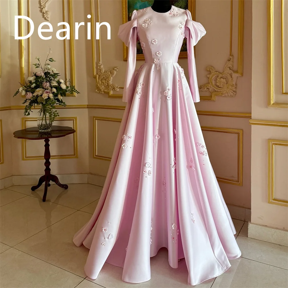 

Customized Evening Gown Prom Formal Dress Dearin Jewel A-line Floor Length Skirts Applique Bespoke Occasion Dresses Women