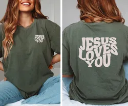 Jesus Loves You Comfort Colors Tees,Christian Shirt Christian Sweater Jesus Shirt Bible Verse Shirt Comfort Colors Tees Fall Chr