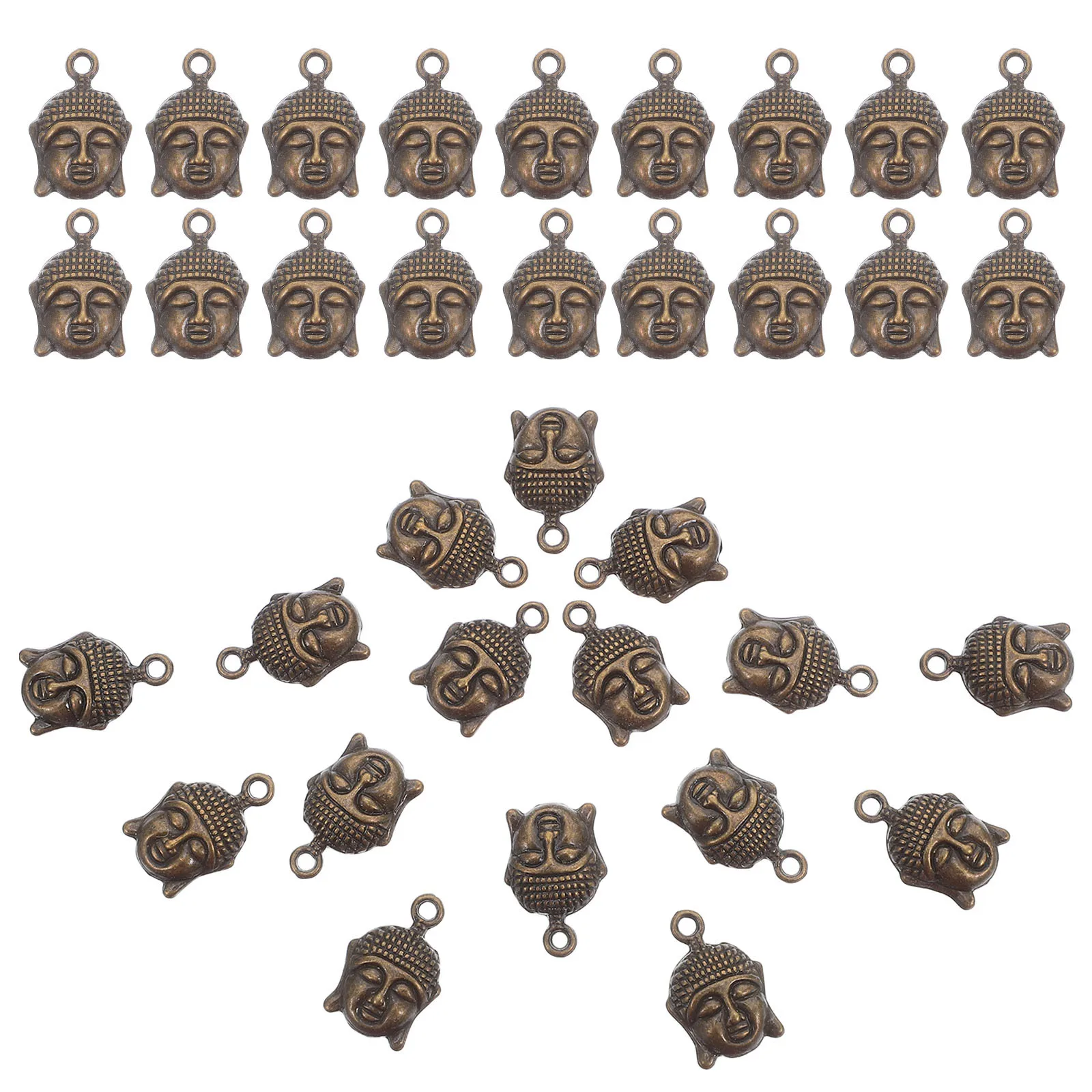 100 Pcs Pendant Retro Buddha Head Jewelry Zinc Alloy Beads for Bracelets Crafts