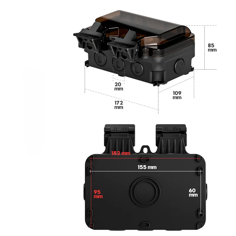 Imagem -02 - Internacional 2gang10pin Ip66 Impermeável Parede Exterior Interruptor Dual Power Outlet 13a Painel de Controle ac 220250v