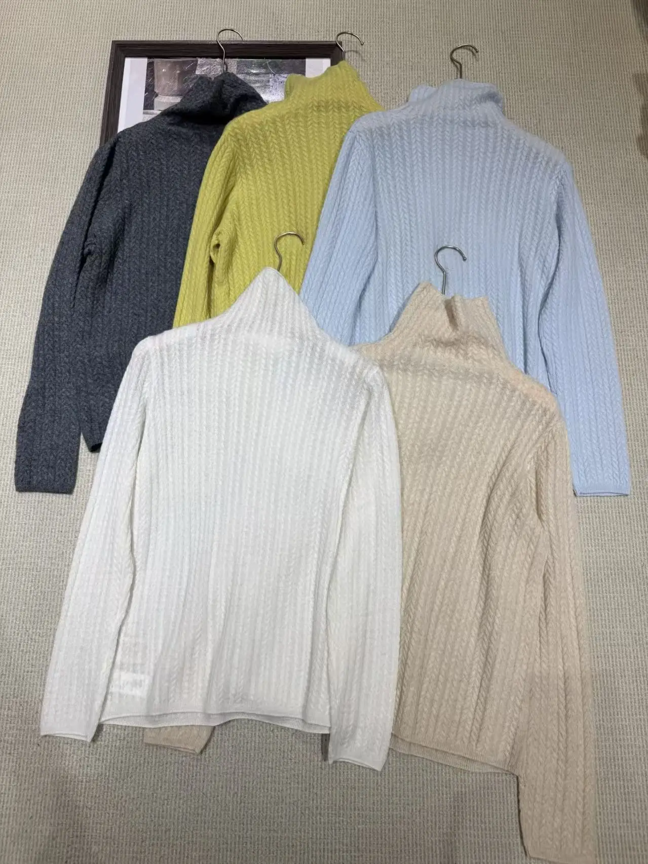 

Women's Autumn and Winter New Twist Woven High Neck Cashmere Base Sweater