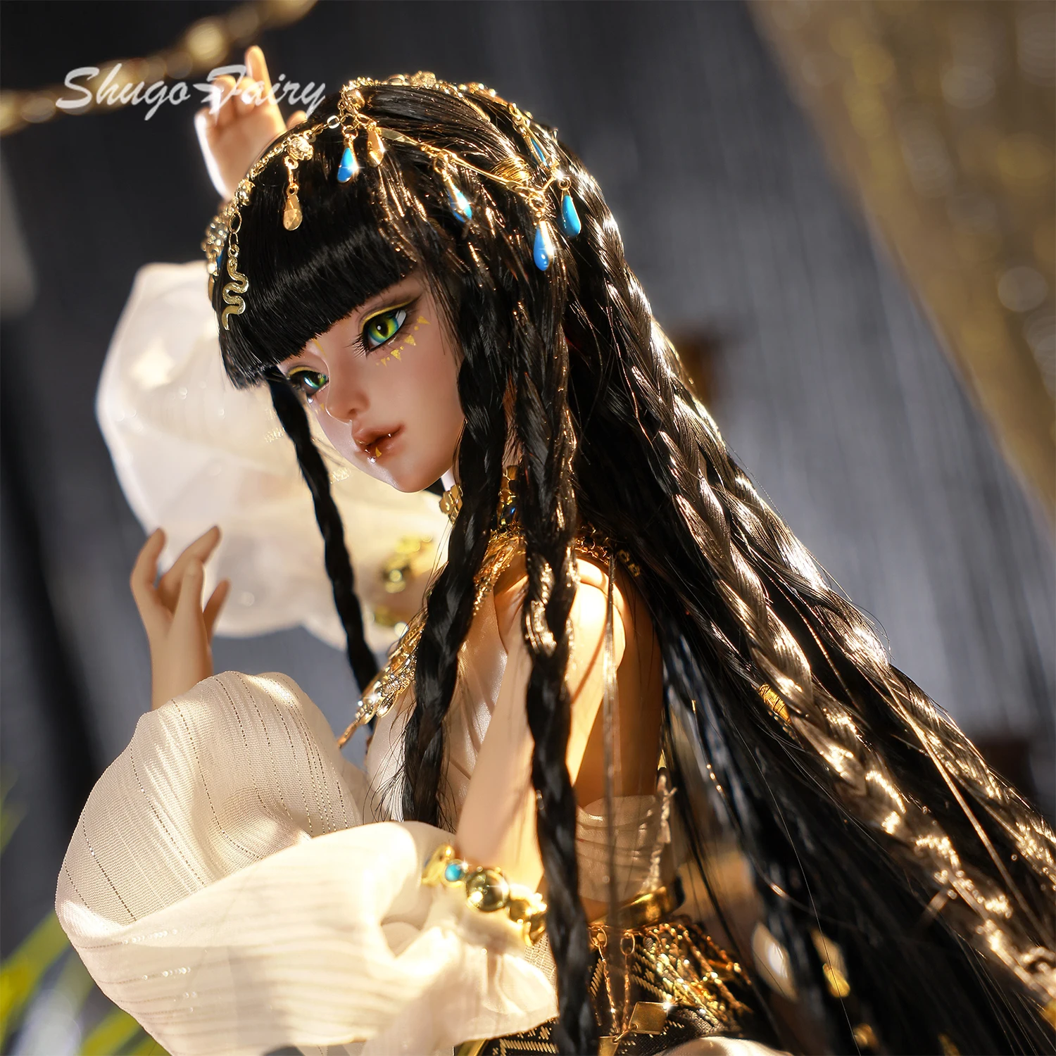 스네이크 B 이집트 뱀눈 BJD 1/4 풀세트 - 인간형 뱀 여신 우레이우스 & 수제 와스셉터 고대풍 슈가페어리
