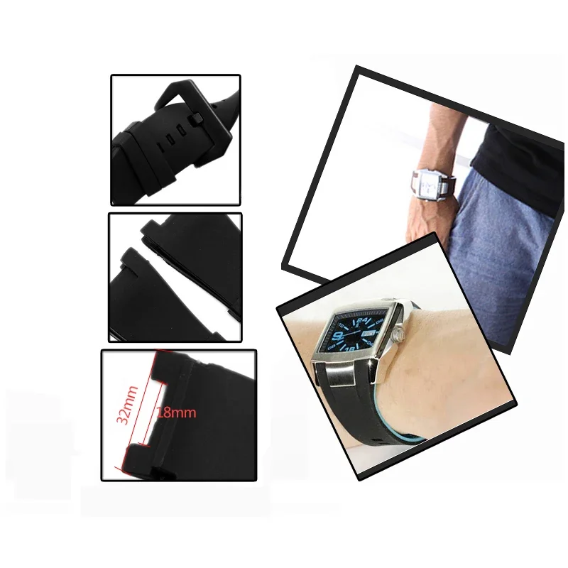 32*18 مللي متر حزام ساعة مطاطي للديزل DZ1216 DZ1273 DZ4246 DZ4287 الرجال عالية الجودة الشق حزام الساعات سوار سيليكون مقاوم للماء