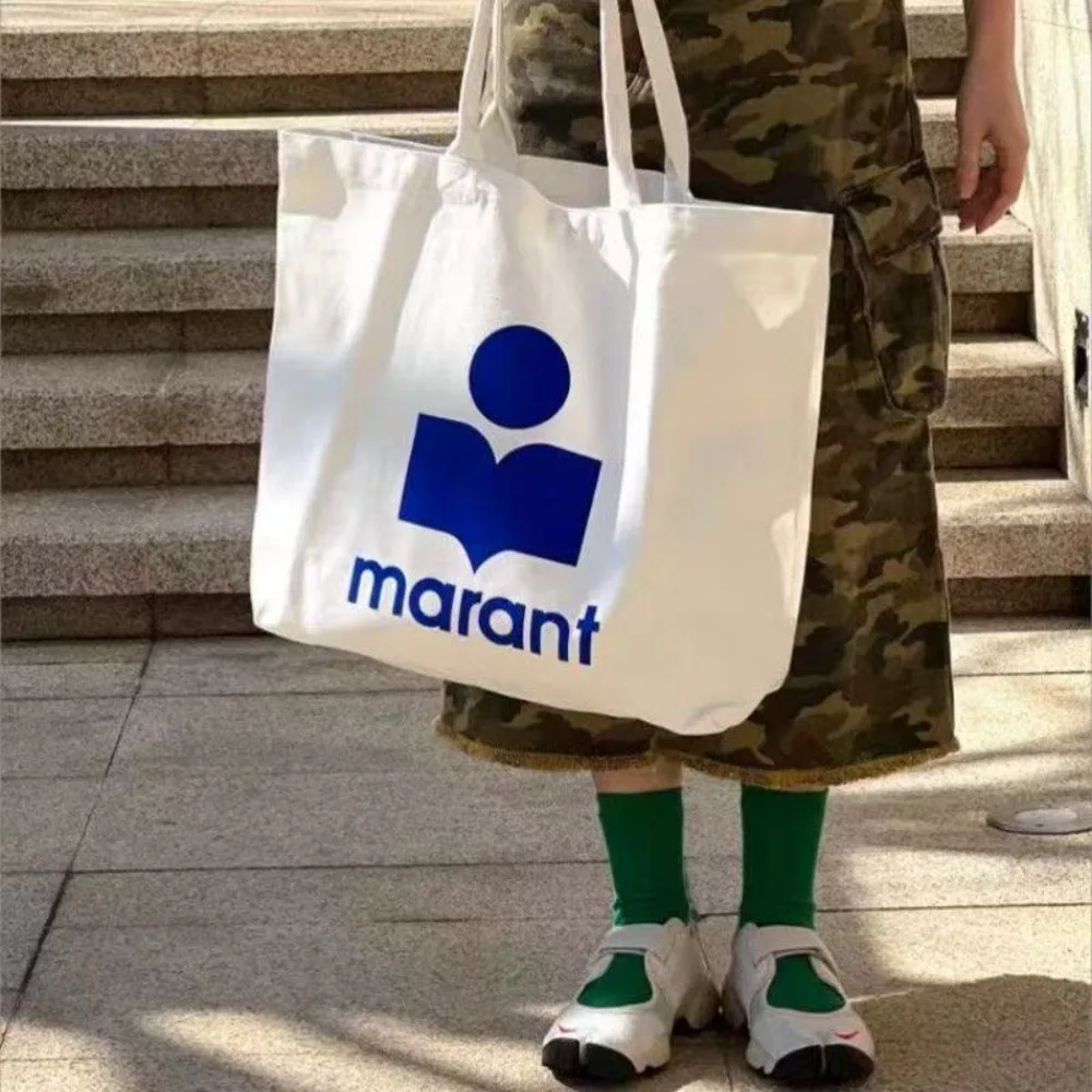 2026 Marant  New Designer Style Korean Marina Canvas Bag Hot Diamond Casual Shopping Bag Tote Bag Tote Bag Shoulder Bag image 4