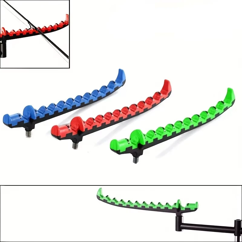 Image of YOTO Multi-Slot ABS Rutenhalter für Feeder- & Meeresangeln - Sicheres Verriegelungsdesign (Rot/Blau/Grün)