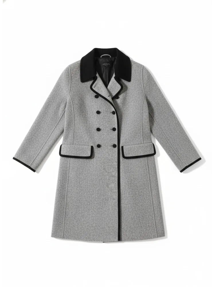 

Freeacy 2025 Autumn Stylish Coat Double-Breasted Notch Lapel Collar Long Sleeves Loose Fit Jackets Casual Outerwears