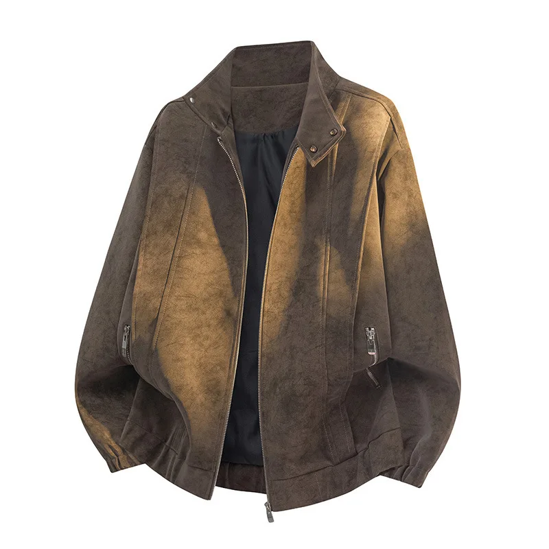 

Новая зимняя куртка, мужская куртка из искусственной кожи, замшевая куртка с воротником-стойкой для мужчин, повседневное свободное и модное мужское пальто в корейском стиле
